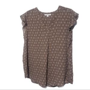 FUN 2 FUN Brown Printed V Neck Blouse (XXL)